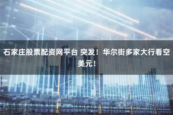 石家庄股票配资网平台 突发！华尔街多家大行看空美元！